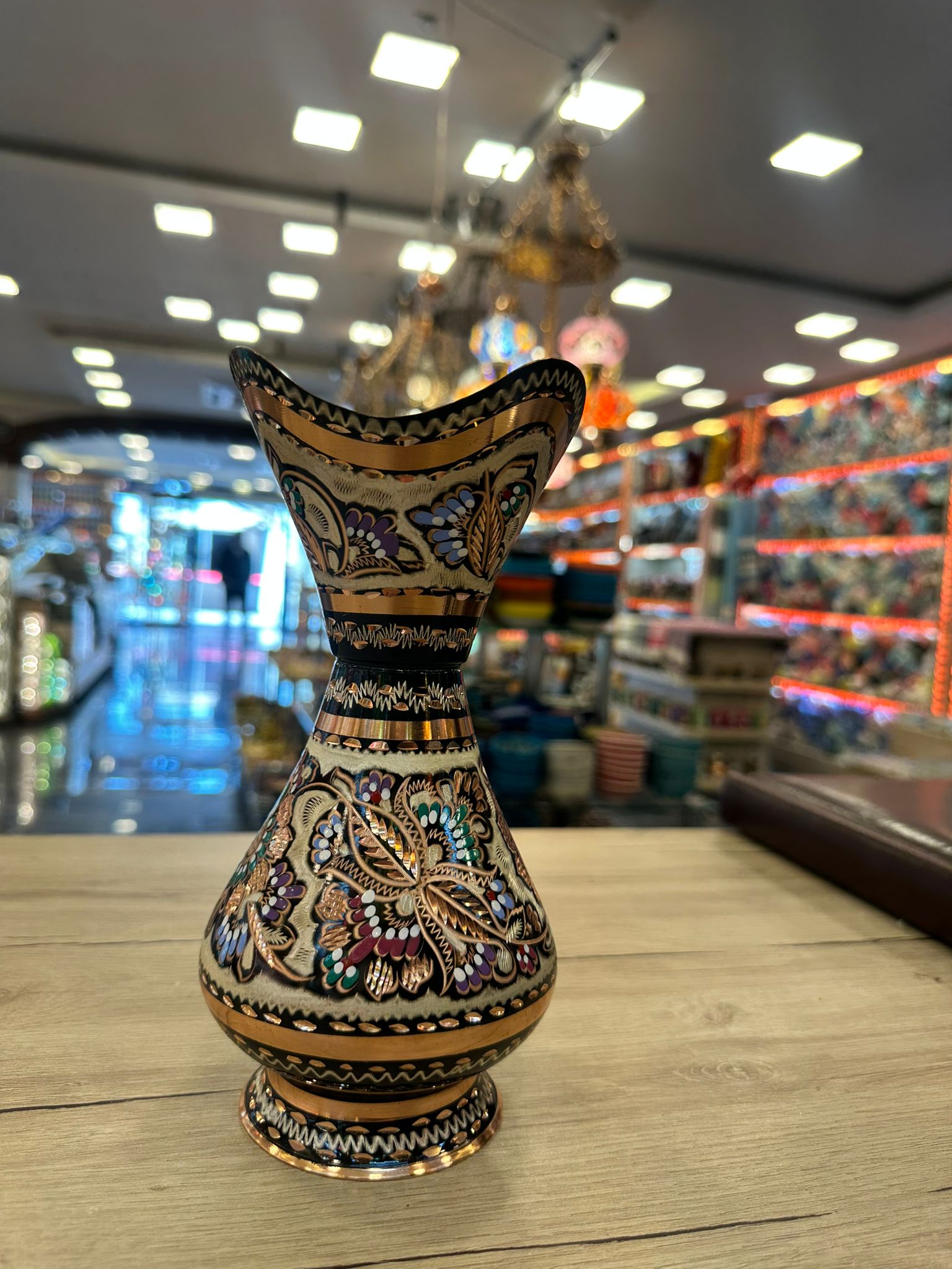 The "Lalezar" Hand-Painted Floral Copper Vase