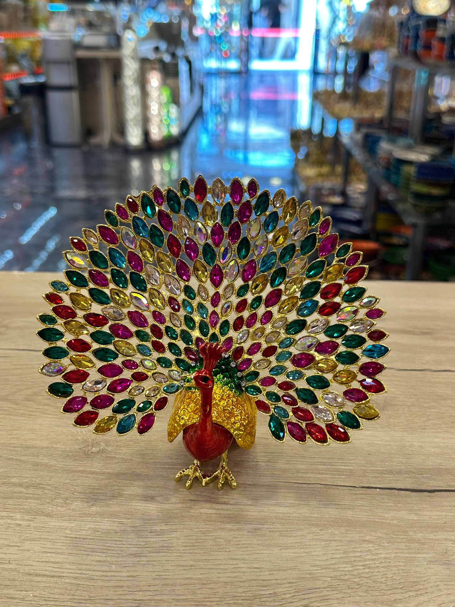 The "Solar Splendor" Multi-Colored Crystal Peacock