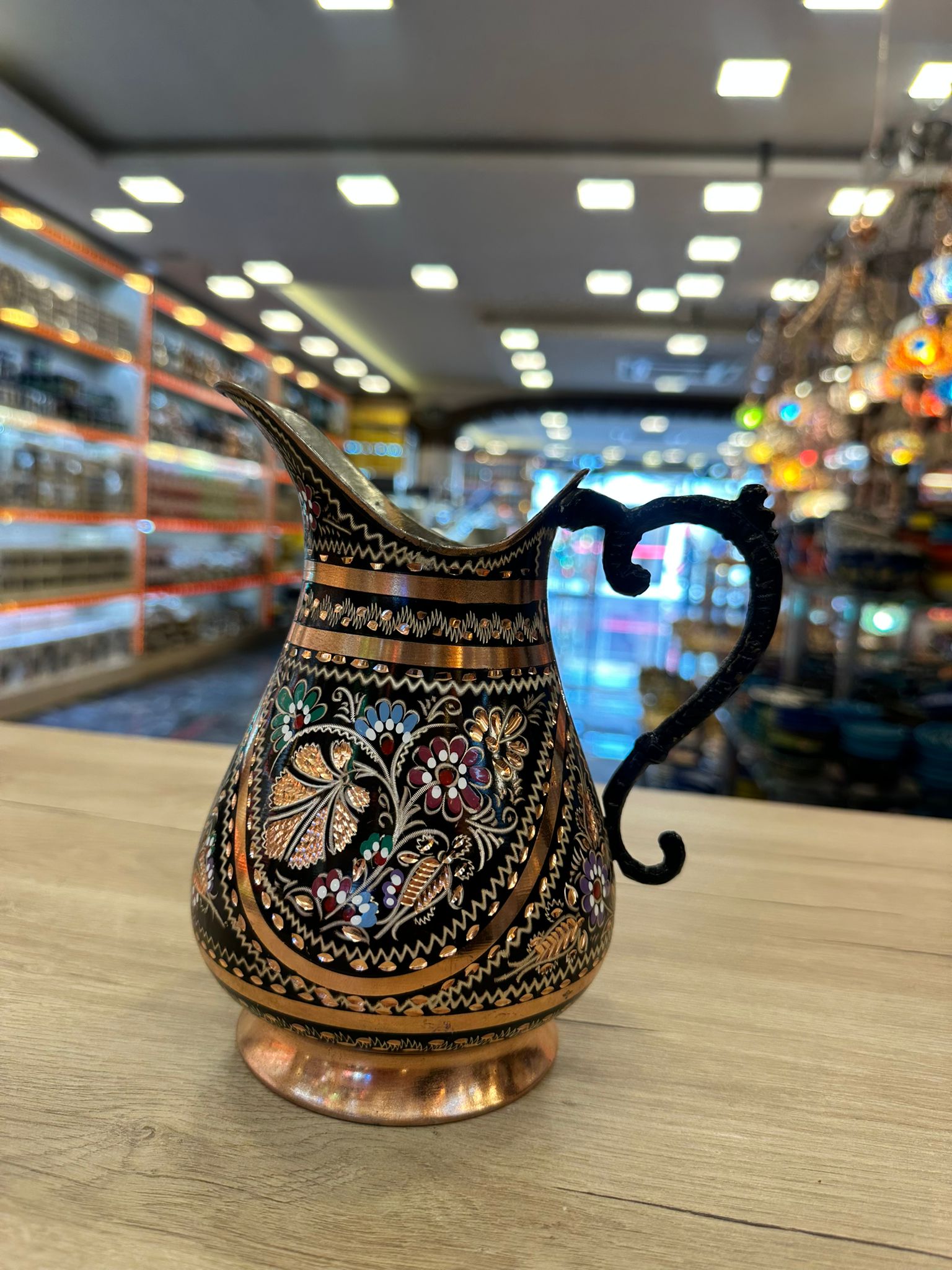The "Gülzâr" Hand-Painted Classic Copper Pitcher