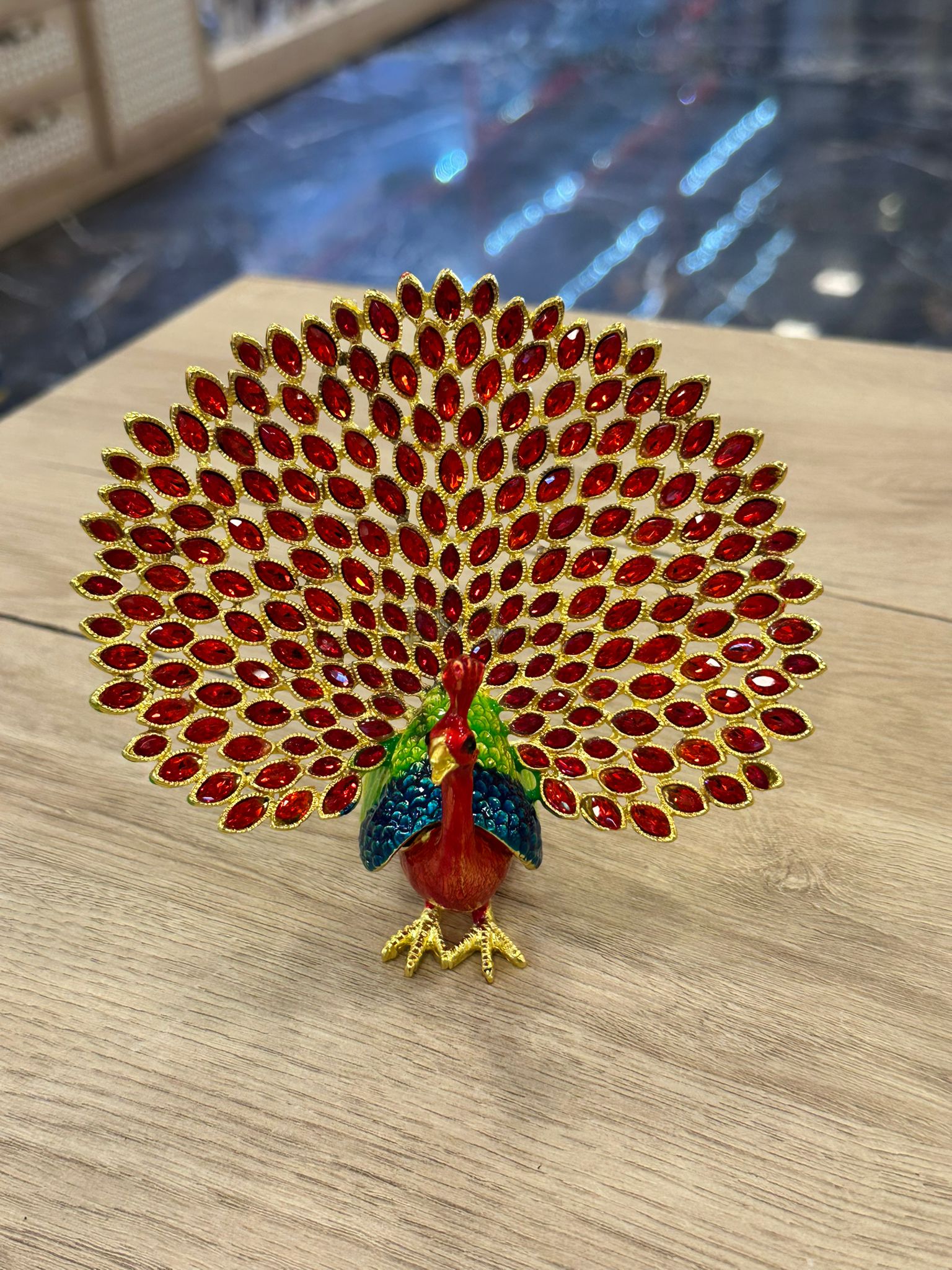 The "Ruby Radiance" Crystal-Embellished Peacock