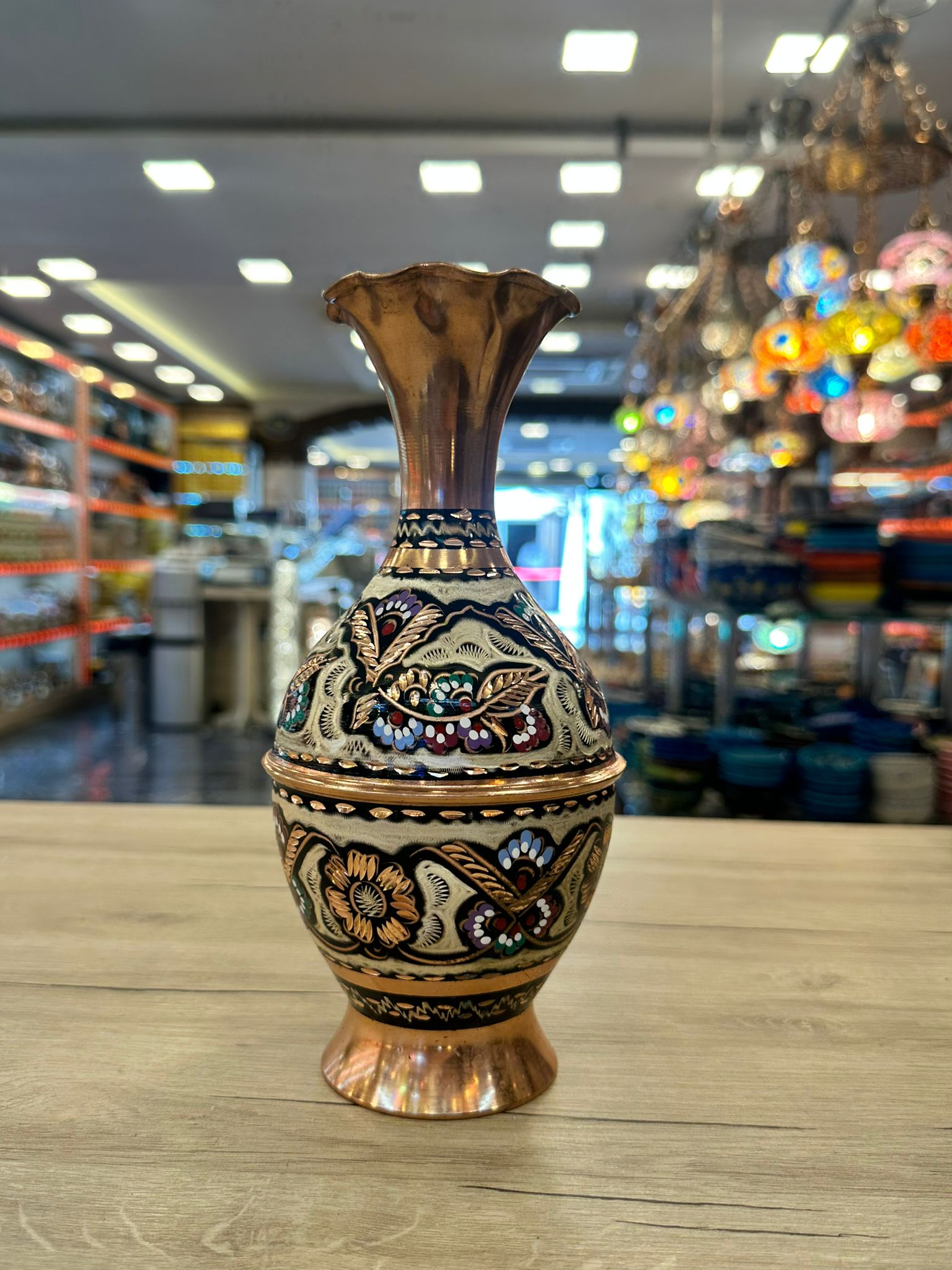 The Sahara Blossom Silver-Plated Chiseled Copper Vase